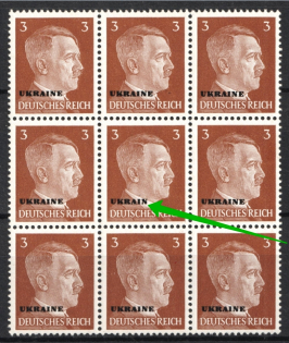 1941 3pf German Occupation of Ukraine, Germany, Block (Mi. 2 I, MISSED 'E' in 'UKRAINE', Print Error, CV $390, MNH)