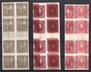 1920 Ukrainian Peoples Republic, Gutter-Blocks (Proofs, Print on Polish Map, MNH)
