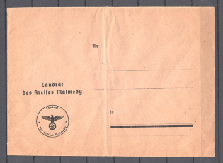 Germany Reich Cover District Administration Malmedy