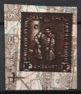 1920 30 hrn Ukrainian People's Republic (Proof, Print on Polish Map, MNH)