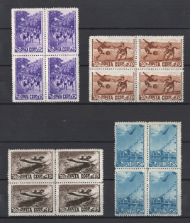 1948 Sport in the USSR, Soviet Union USSR, Blocks of Four (Full Set, MNH)