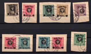 1918-19 Poland (Mi. 20 - 28, Full Set, LUBLIN Postmarks, CV $130)