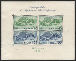 1938 Poland, Souvenir Sheet (Mi. Bl. 5 A, CV $200, MNH)