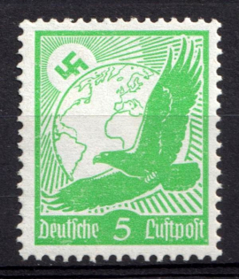 1934 5pf Third Reich, Germany, Airmail (Mi. 529 y, CV $20, MNH)