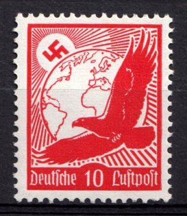1934 10pf Third Reich, Germany, Airmail (Mi. 530 y, CV $20, MNH)