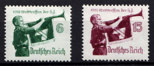 1935 Third Reich, Germany (Mi. 584 y - 585 y, Full Set, CV $70, MNH)