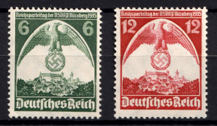 1935 Third Reich, Germany (Mi. 586 X - 587 X, Full Set, CV $30, MNH)