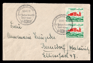 1940 Third Reich, Germany, First Day Cover, Heligoland - Hamburg (Mi. 750 Pair, Special Cancellation, CV $70)