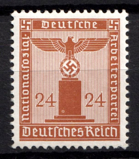 1942 24pf Third Reich, Germany, Official Stamp (Mi. 163 y, CV $450, MNH)
