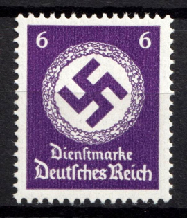1942-44 6pf Third Reich, Germany, Official Stamp (Mi. 169 b, Signed, MNH)