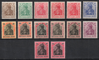 1915-19 German Empire, Germany (Mi. 84 II - 93 II, Variety of Colors, Signed, Full Set)