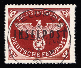 1944 Island Rhodes, Military Mail INSELPOST, Germany (Mi. 9, Signed, Canceled, CV $520)