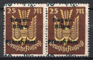 1924-25 10pf on 25m Germany, Semi-Official Airmail Stamps, Pair (SHIFTED Perforation, Print Error, CV $80+, MNH)