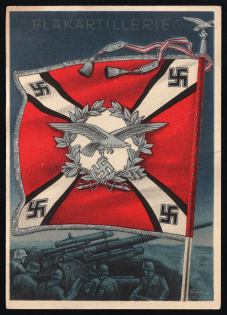 Wehrmacht Army Flag Burgee, Germany, Third Reich Propaganda Postcard