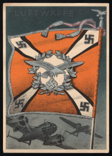 Wehrmacht Army Flag Burgee, Germany, Third Reich Propaganda Postcard