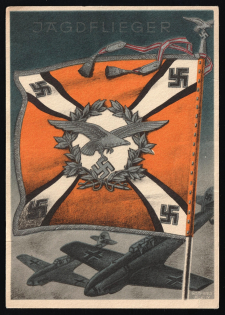 Wehrmacht Army Flag Burgee, Germany, Third Reich Propaganda Postcard