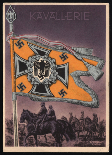 Wehrmacht Army Flag Burgee, Germany, Third Reich Propaganda Postcard
