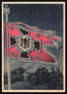 Wehrmacht Army Flag Burgee, Germany, Third Reich Propaganda Postcard