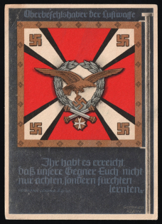 Wehrmacht Army Flag Burgee, Germany, Third Reich Propaganda Postcard