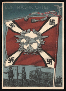 Wehrmacht Army Flag Burgee, Germany, Third Reich Propaganda Postcard