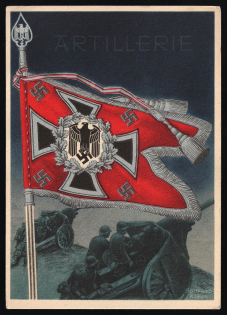 Wehrmacht Army Flag Burgee, Germany, Third Reich Propaganda Postcard
