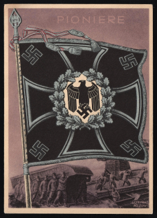 Wehrmacht Army Flag Burgee, Germany, Third Reich Propaganda Postcard
