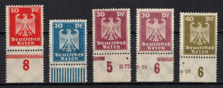 1924 Weimar Republic, Germany (Mi. 357 - 360, Control Numbers, CV $250)