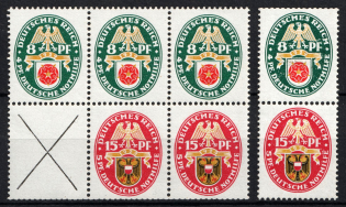 1929 Weimar Republic, Germany (Mi. 67 B, Zusammendrucke, High CV)