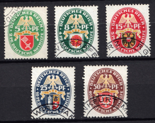 1929 Weimar Republic, Germany (Mi. 430 - 434, Full Set, Canceled, CV $250)