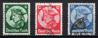 1933 Third Reich, Germany (Mi. 479 - 481, Full Set, Canceled, CV $40)