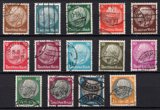 1933 Third Reich, Germany (Mi. 482 - 495, Full Set, Canceled, CV $90)