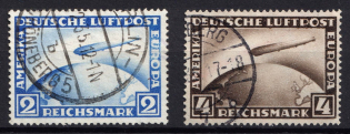 1928 Weimar Republic, Germany, Airmail (Mi. 423 - 424, Full Set, Canceled, CV $140)