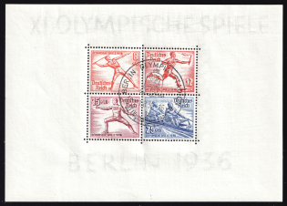 1936 Third Reich, Germany, Souvenir Sheet (Mi. Bl. 6, Special Cancellation BERLIN, CV $120)