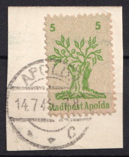 1945 5pf Apolda, Germany Local Post (Mi. 1 I a, Canceled, CV $70)