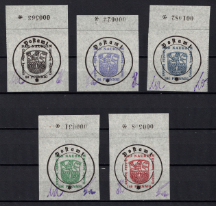 1946 Bad Nauheim, Germany Local Post (Mi. 4 - 8, Different of Types, Control Numbers, Signed, CV $300, MNH)