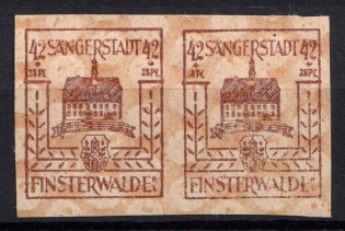 1946 42+38pf Finsterwalde, Germany Local Post, Pair (Mi. 11, Print on Gum Side, Print Error, MNH)