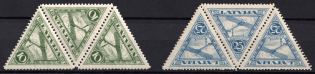 1928 Latvia, Airmail, Strips Tete-beche (Mi. 129 A, 131 A, CV $60)