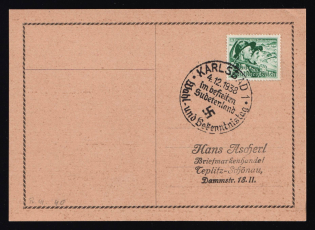 1938 (4 Dec) Karlsbad, Occupation of Sudetenland, Germany, Postcard to Teplitz-Schonau (Teplice) (Mi. 684, Special Cancellation)