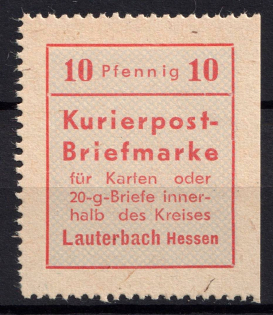 1945 10pf Lauterbach (Hesse), Germany Local Post (Mi. 1, Unofficial Issue, Full Set, CV $30, MNH)