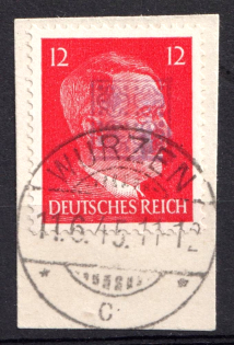 1945 12pf Wurzen (Saxony), Soviet Russian Zone of Occupation, Germany Local Post (Mi. 8, Canceled)