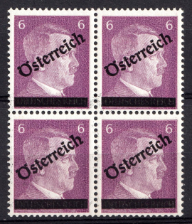 1945 6pf Austria, Allied Occupation, Soviet Zone, Block of Four (Mi. 661, MNH)