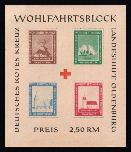 1948 Oldenburg, Germany Local Post, Souvenir Sheet (Mi. Bl. I B, Unofficial Issue, CV $70, MNH)