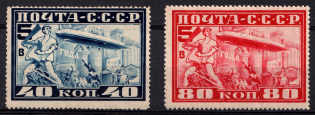 1930 Airship Grov Zeppelin in Moscow, Soviet Union USSR (Perf 12.25, Full Set)