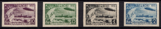 1931 Graff Zeppelin and Icebreaker Malygin, Soviet Union USSR (Imperforated, Full Set)
