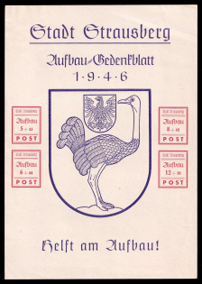 1946 Strausberg (Berlin), Germany Local Post, Souvenir Sheet (Mi. Bl. 3, Unofficial Issue, CV $80, MNH)