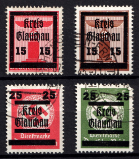 1945 Glauchau (Saxony), Germany Local Post (Mi. 21, 26, 31, 36, Canceled, CV $130)