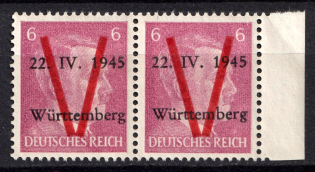 1945 6pf Saulgau (Wurttemberg), Germany Local Post, Pair (Mi. III, Unofficial Issue, CV $50)