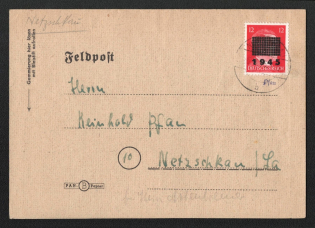 1945 (31 Jul) 12pf Netzschkau-Reichenbach (Saxony), Germany Local Post, Military Mail Postcard (Mi. 8 I, CV $780 )