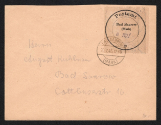 1945 (20 Jul) 8pf Bad Saarow (Mark), Germany Local Post, Cover (Mi. 5, Unofficial Issue)
