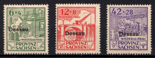 1946 Dessau, Germany Local Post (Mi. I A - III A, Unofficial Issue, Full Set, CV $20)